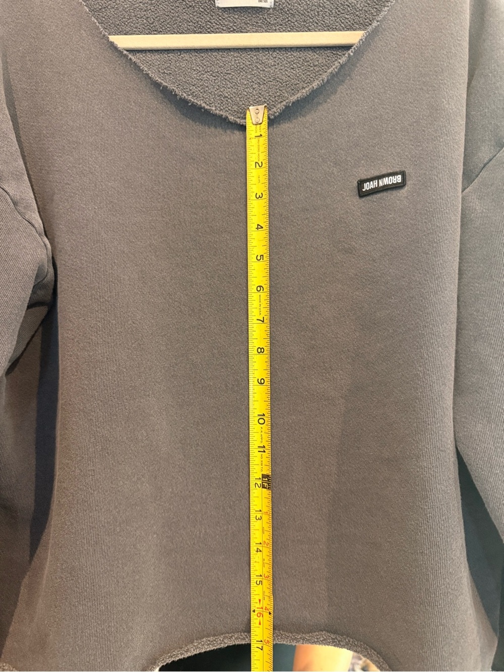 Joah Brown Logo Patch Slouchy Pullover in Washed Black - Picture 6 of 10